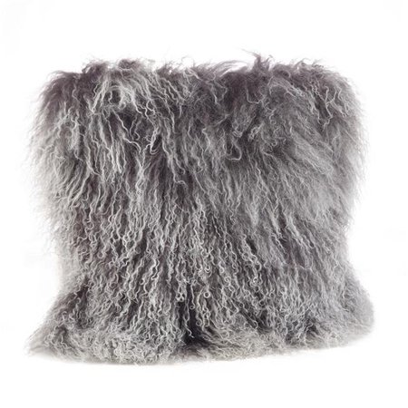 SARO LIFESTYLE SARO 3564.CK16S 16 in. Wool Mongolian Lamb Fur Throw Pillow - Charcoal 3564.CK16S